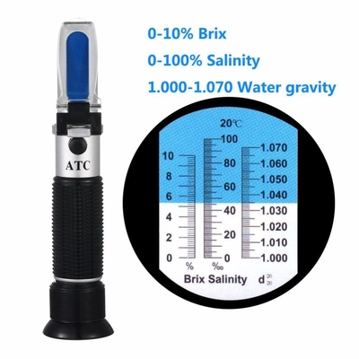 Draagbare refractometer 0-10%Brix Digitale testmeter 0-100%Zoutgehalte Automatische temperatuur