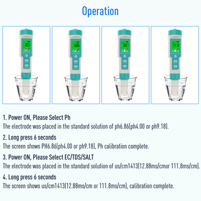 1PPM 1MV 1US/CM 0.01PH Nieuwste 7 in 1 digitale pH-tester voor multiparameteronderzoek