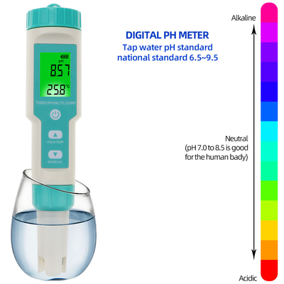 1PPM 1MV 1US/CM 0.01PH Nieuwste 7 in 1 digitale pH-tester voor multiparameteronderzoek