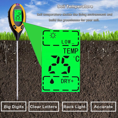 LCD Display Digitaal 4 in 1 Bodem PH Meter met Temperatuur Vochtigheid Zonlicht Tester