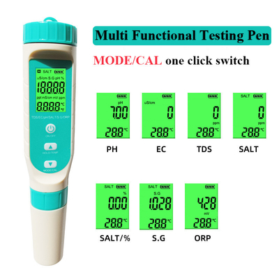 7-in-1-digitale watertester PH-meter/TDS/EC/saliniteit/SG/ORP/TEMP