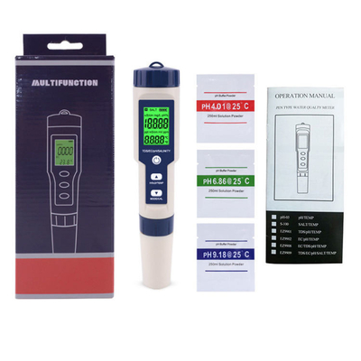 Multiparameter pH-meter 5 in 1 TDS/EC/saliniteit/TEMP-tester met vervangbare elektrode