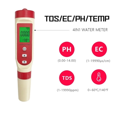 4 in 1 Multiparameter Watermeter pH TDS EC en Temperatuurmeting in één apparaat