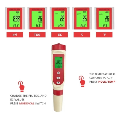 4 in 1 Multiparameter Watermeter pH TDS EC en Temperatuurmeting in één apparaat
