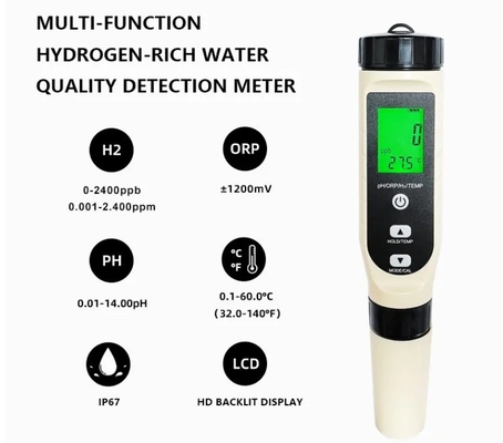 Digitale 4-in-1-pen PH/H2/ORP/temperatuurwatermeter voor ziekenhuizen en laboratoria
