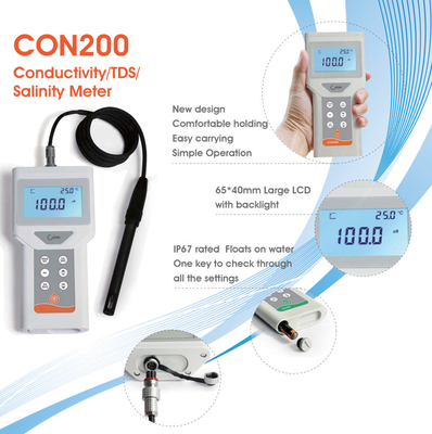 Draagbare waterbewaking Handheld LCD geleidbaarheidstester 3 IN 1 hoge precisie