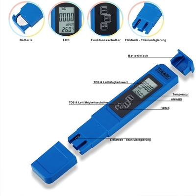 LCD-scherm 3 in 1 ATC-temperatuur TDS EC-meter Draagbaar voor aquarium zwembad Hydroponic