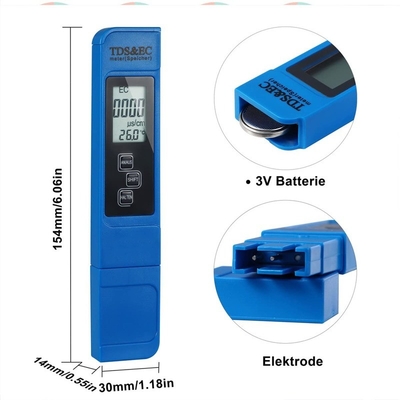 LCD-scherm 3 in 1 ATC-temperatuur TDS EC-meter Draagbaar voor aquarium zwembad Hydroponic