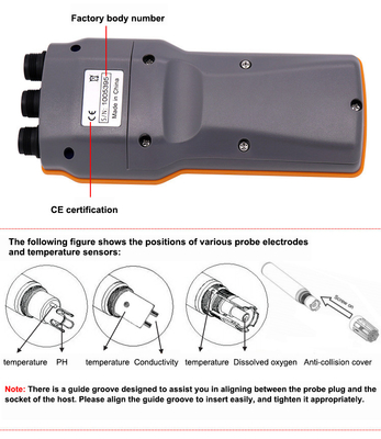 Combo 5 in 1 PH/COND./D.O/TEMP watermeter voor aquaponische AZ86031 draagbare visvijver IP67
