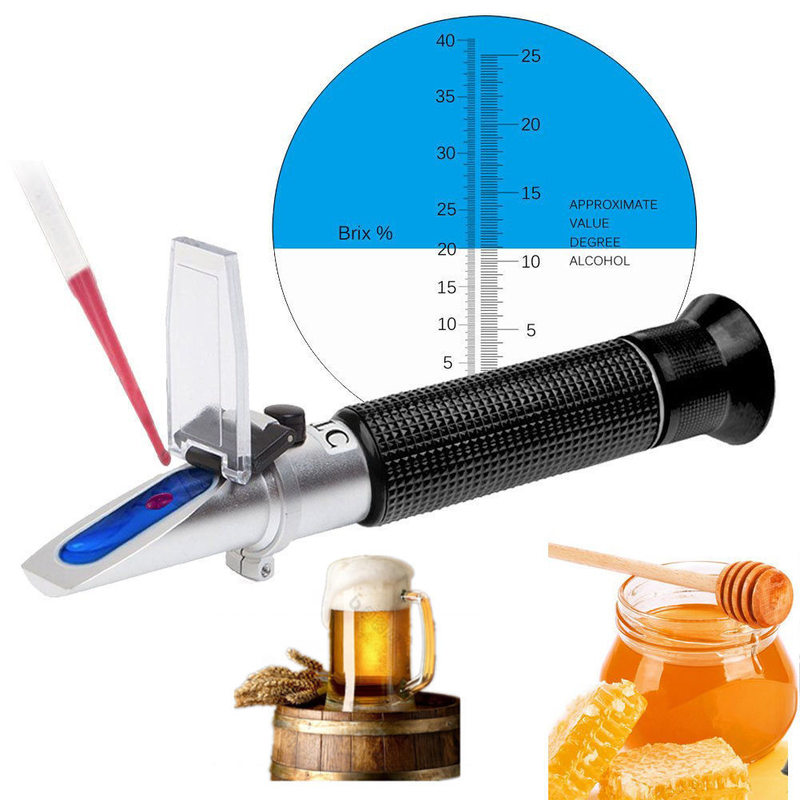 0-40% Brix Alcohol 0-25% Wijnsuiker Refractometer OEM/ODM Dual Scale Portable Met ATC