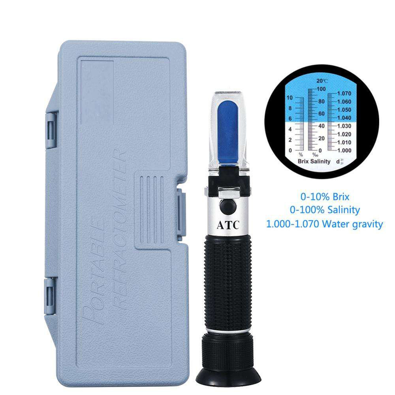 Draagbare refractometer 0-10%Brix Digitale testmeter 0-100%Zoutgehalte Automatische temperatuur