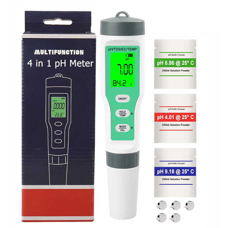 4 in 1 waterdichte watermeter voor aquaria en hydroponica pH/TDS/EC/temperatuurmeters