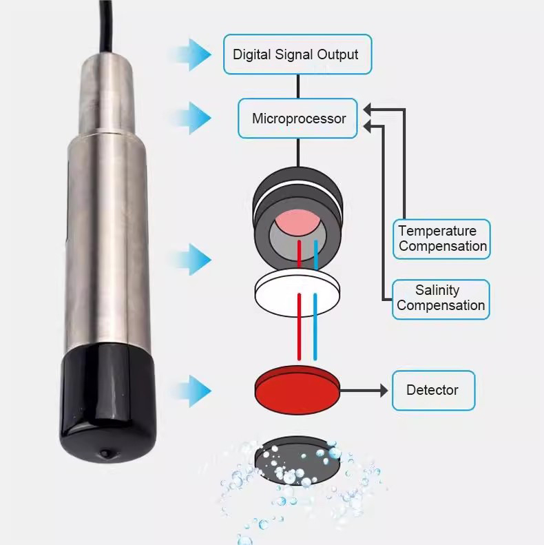 IP68 DO-metingssensor-meter-sonde voor nauwkeurige wateropgeloste zuurstofmeting