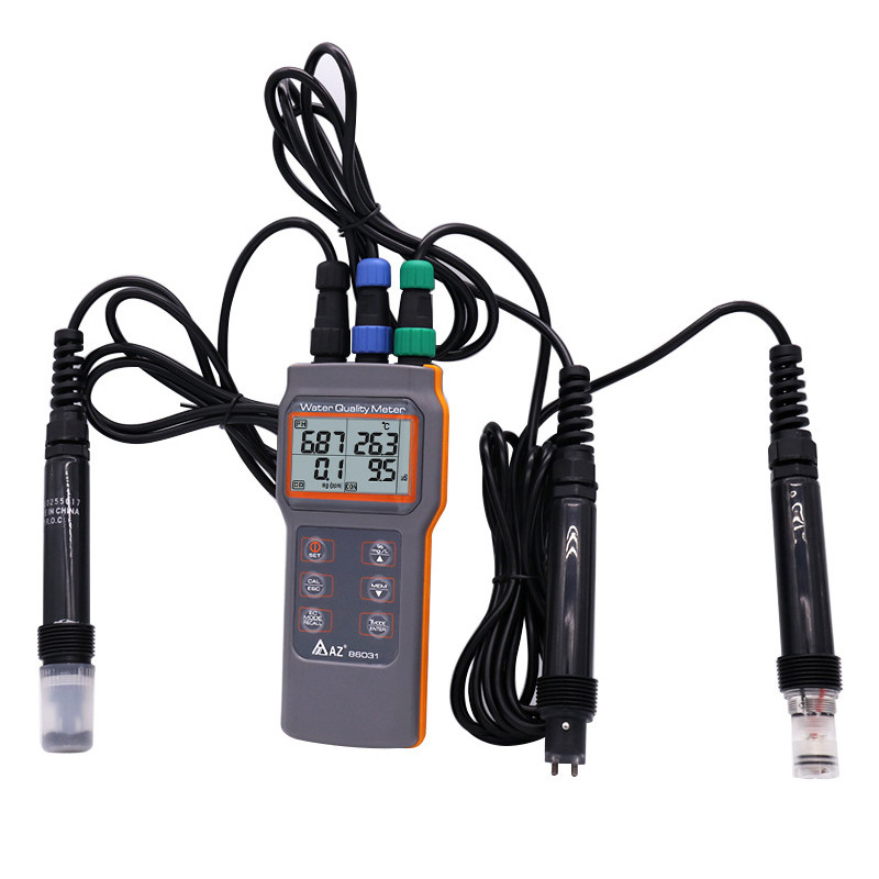 Combo 5 in 1 PH/COND./D.O/TEMP watermeter voor aquaponische AZ86031 draagbare visvijver IP67
